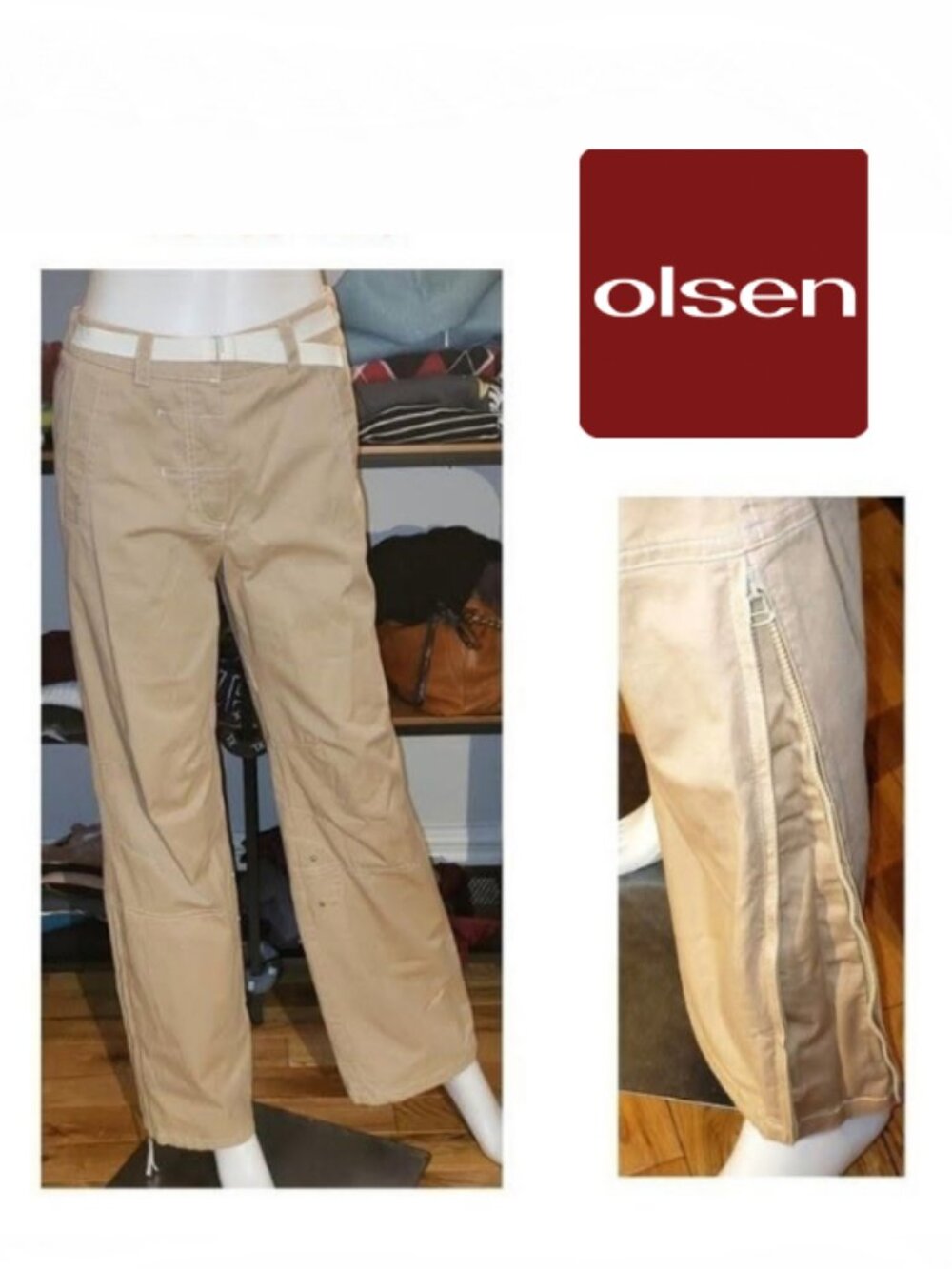nwt Olsen Europe beige utility pants size 4
